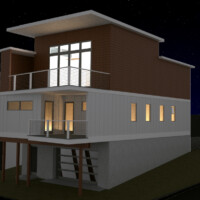 A view of the rear, the late night setting really accents the amount of view towards the river Night Render 2