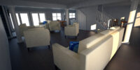 From the living room, you can see the open floor plan desired by the client. Living Room