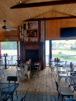 The clients wanted a fireplace as part of the pavilion to serve as a focal point and provide some out of season heat in the Spring and Fall.