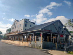 A view of the pavilion and the balconies we've added to the historic Delaware City Hotel on the waterfront in the downtown.